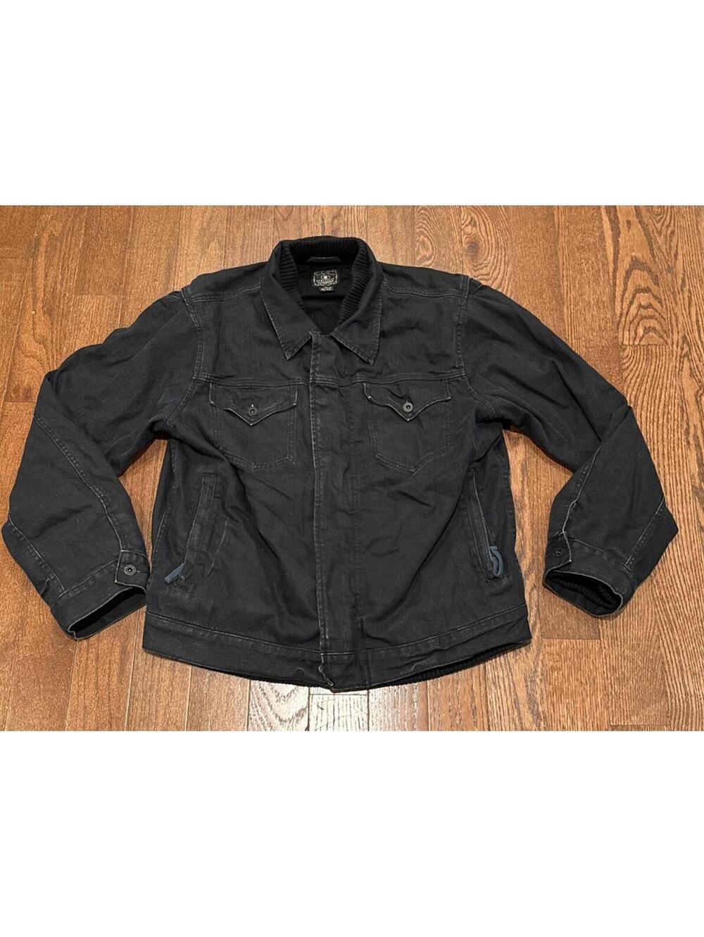 Men's Black Denim XL Lucky Brand Dungarees jacket Y2K. Heavy Weight